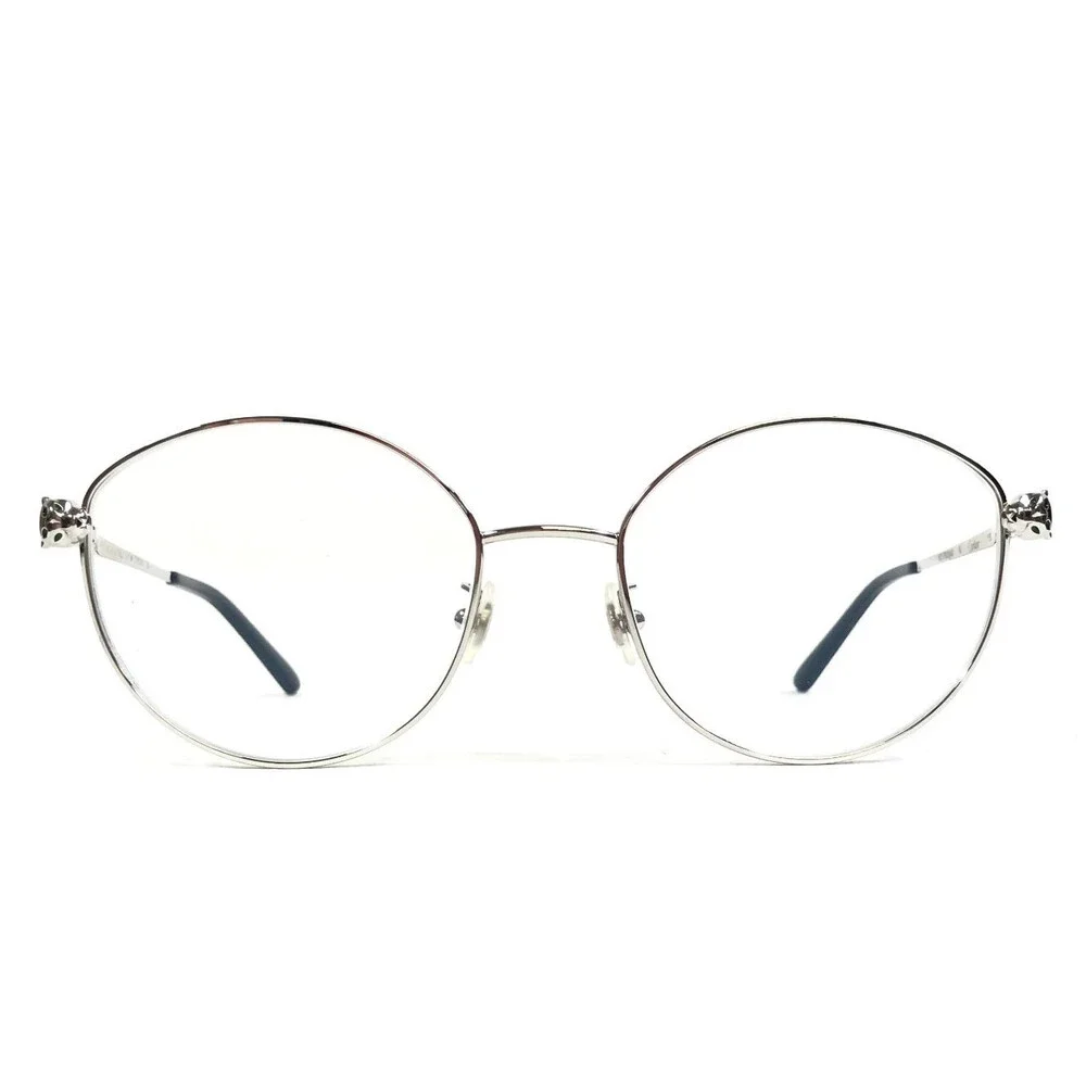 Cartier Eyeglasses Frames CT0234O 002 Shiny Silver Cat Eye Wire Rim 54-19-135